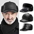 thumbnail image 7 of Leather Newsboy for Men, Leather Head , Ear Protection Hats, Plush Earmuffs Hat for Middle-Aged Elderly Men, 7 of 7