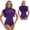 Purple, variant on Womens Mock Neck Ballet Dance Bodysuit Leotard Butterfly Short Sleeve Dance Leotard for Ballet Black XXL