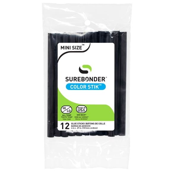 Black Hot Glue Sticks Mini Size - 4" - 12 Pack