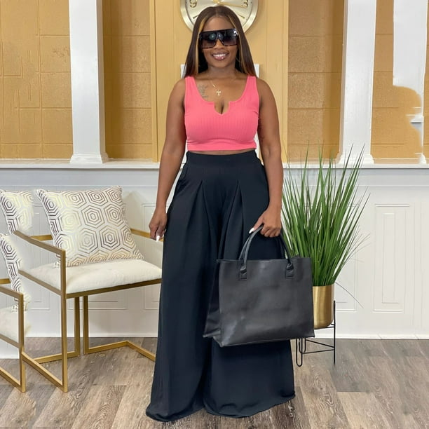 High waisted long flowy pants best sale