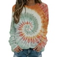 thumbnail image 2 of CLOISE Sweatshirt Women Tie Dyed Oversized Sweatshirts Crew Neck Long Sleeve Hoodies Shirts Orange Basic Tops Fall Loose Y2k Clothes L, 2 of 5