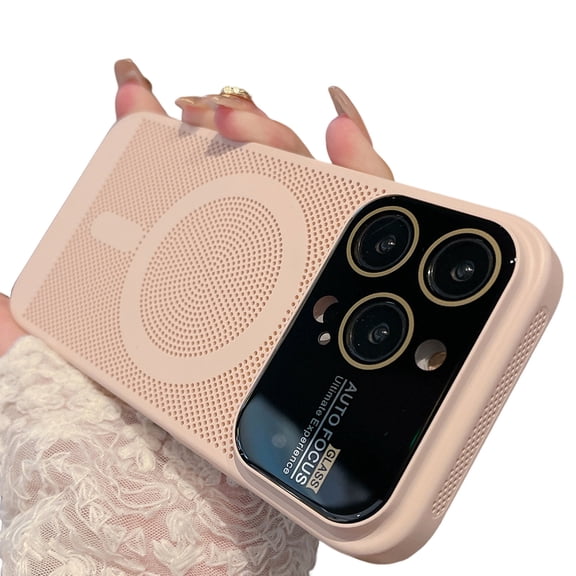 Cover for iPhone 14 Pro, Compatible with MagSafe Case,Hybrid Shockproof Heat Dissipation Breathable Case with Camera Lens Full Cover Protector Cover, pink