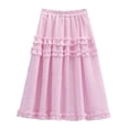 thumbnail image 6 of Fozruso Girls Ruffle Midi A-Line Skirts, Casual Floral Lace Tiered Skirt For Toddlers and Kids School Casual Wear(Pink), 6 of 7