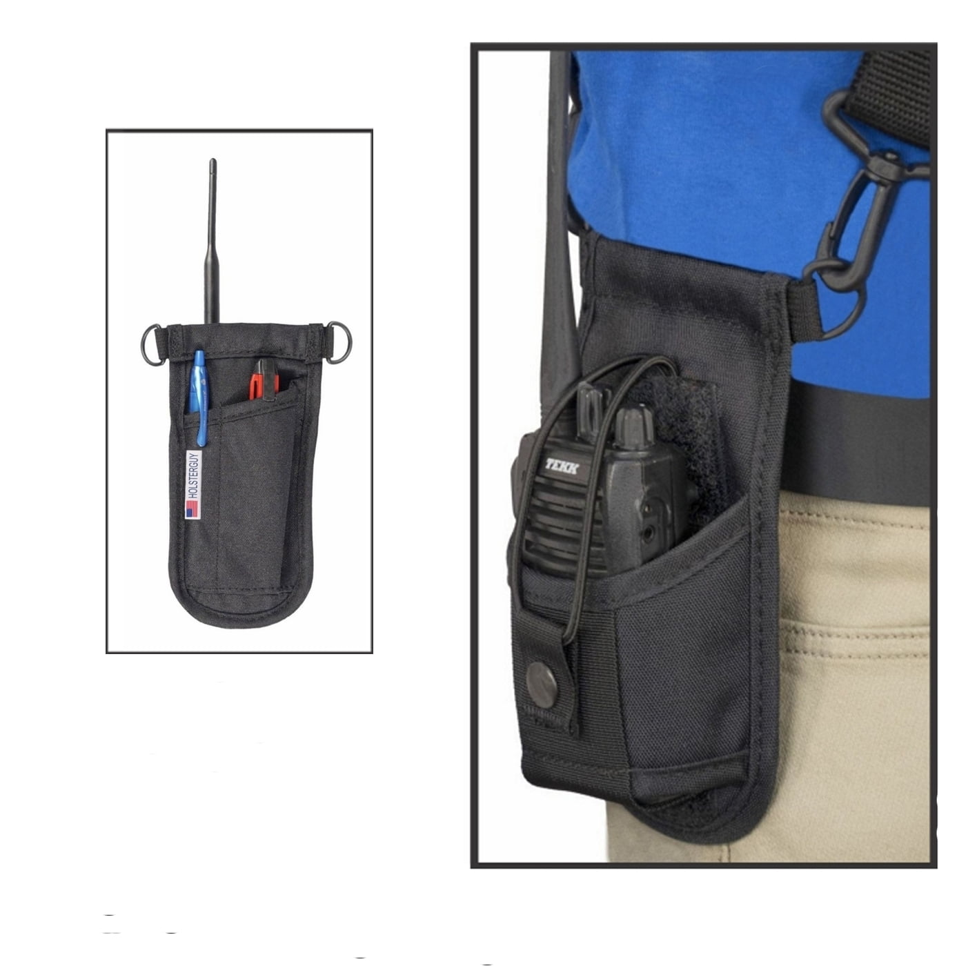 Holsterguy SSRH-500 Shoulder Strap Radio Holster With Adjustable Pouch - Holds Radios 4-3/4" to 8-1/2" Tall - Made in the USA - Black