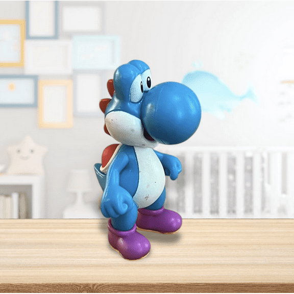 Cake Topper Figure Figurine VTG Blue Yoshi 4"