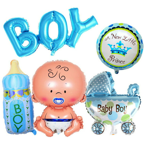 5 Pcs Boy Girl Foil Helium Air Balloons Newborn Baby Shower Christening ...