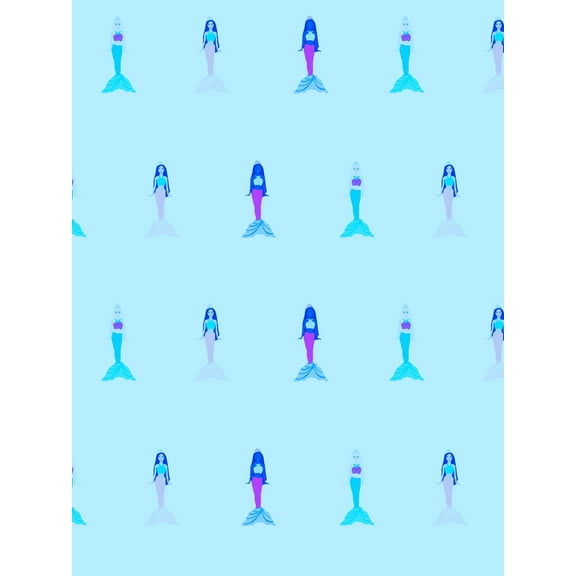 Fantasy Mermaids Removable Vinyl Wallpaper by Barbie - Blue
