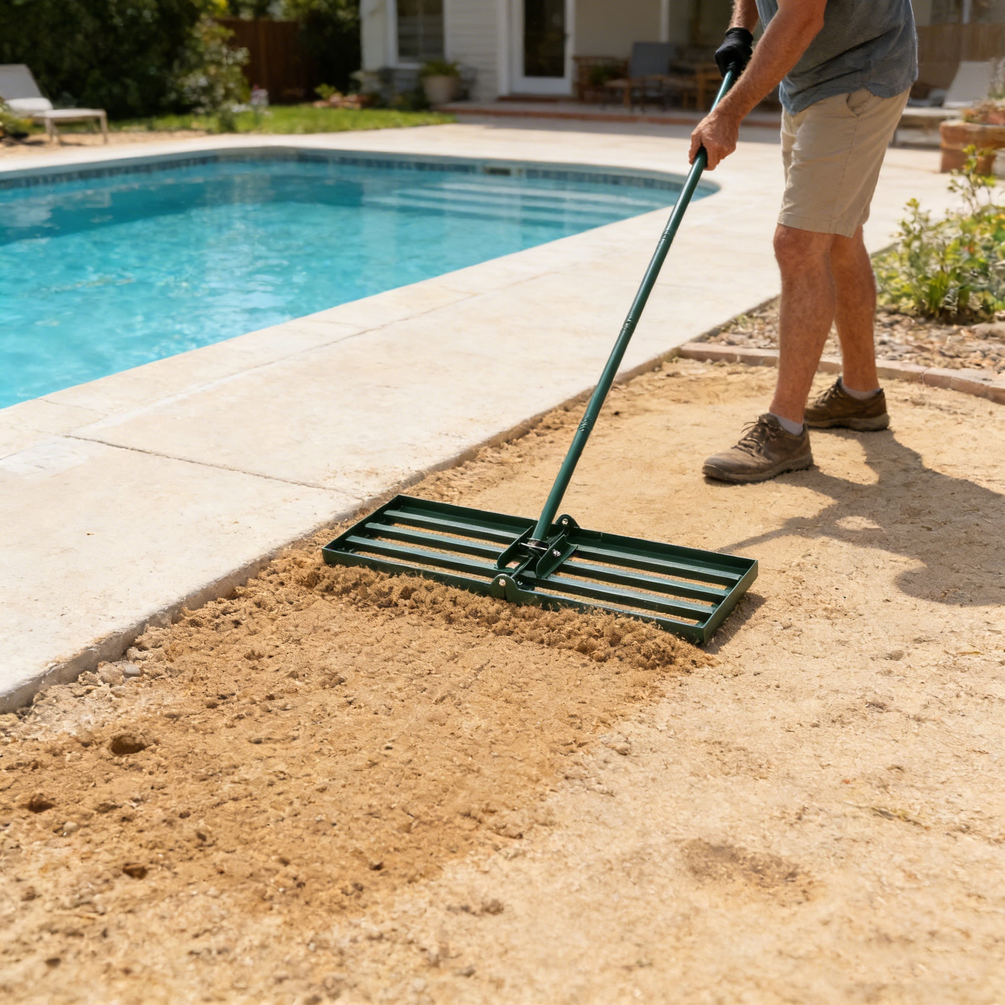 Garden Backyard Farmland Golf Course Compost Sand Leveling With 79.5 Long Handle Heavy Duty Tool Lawn Leveling Rake