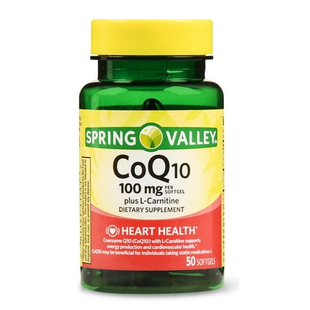 100 Mg 50 Gels - Spring Valley CoQ-10 plus L-Carnitine Softgels, 100 mg, 50 Ct