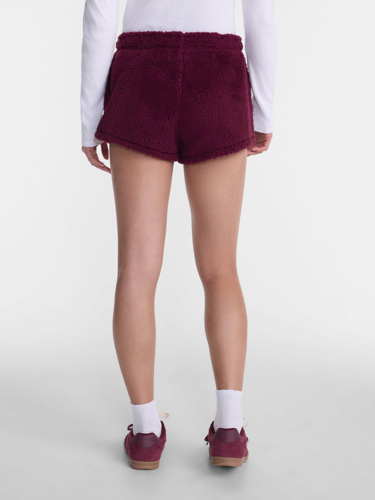 No Boundaries Faux Shearling Plush Shorts, 2.5'' Inseam, Women's XXS-XXL