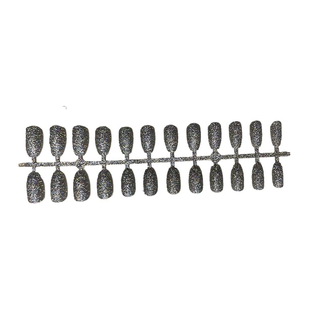 Jumpingount 24 piezas de uñas postizas en forma de ataúd, elegantes herramientas de manicura, pestañas adhesivas, decoraciones DIY, suministros de belleza Type3 NO3 Jumpingount CE012050-07