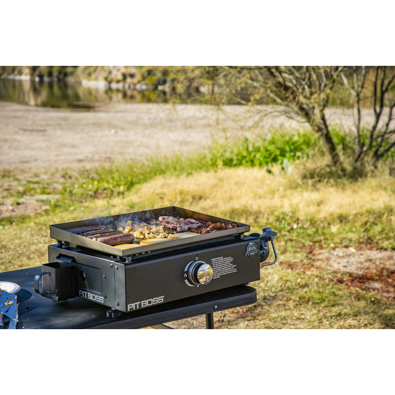 Basics Outdoor Portable 1 Burner Tabletop Gas Griddle with 18-Inch  Enamel Coated Top