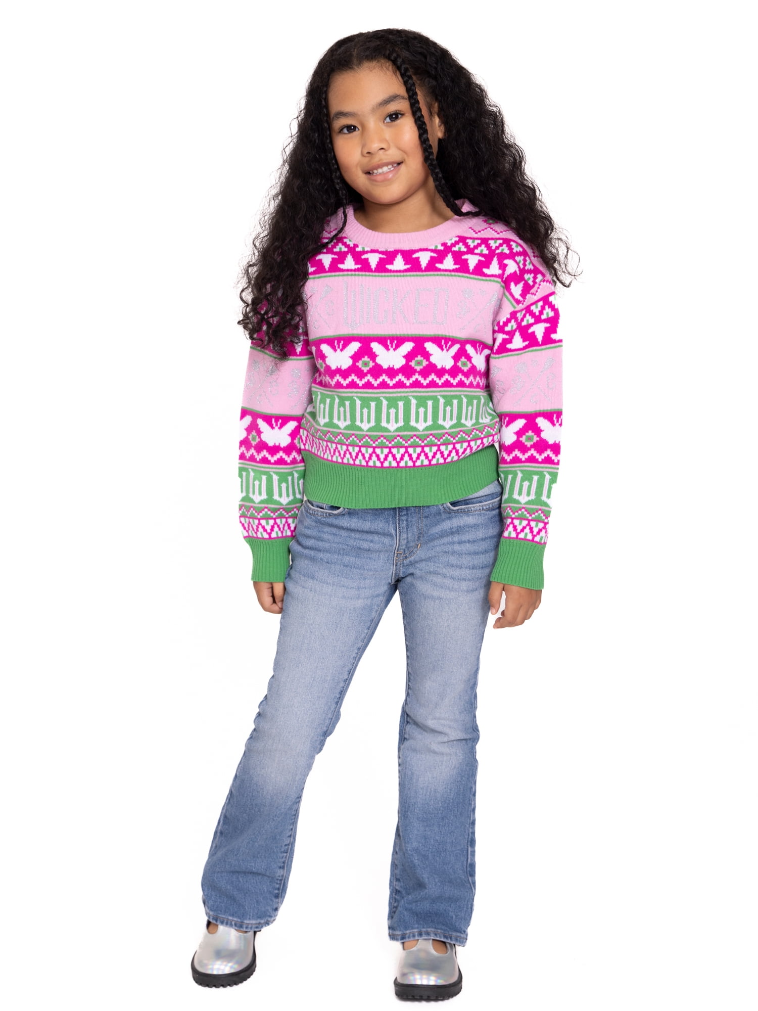 Wicked Girls Metallic Lurex Holiday Sweater, Sizes 4-16