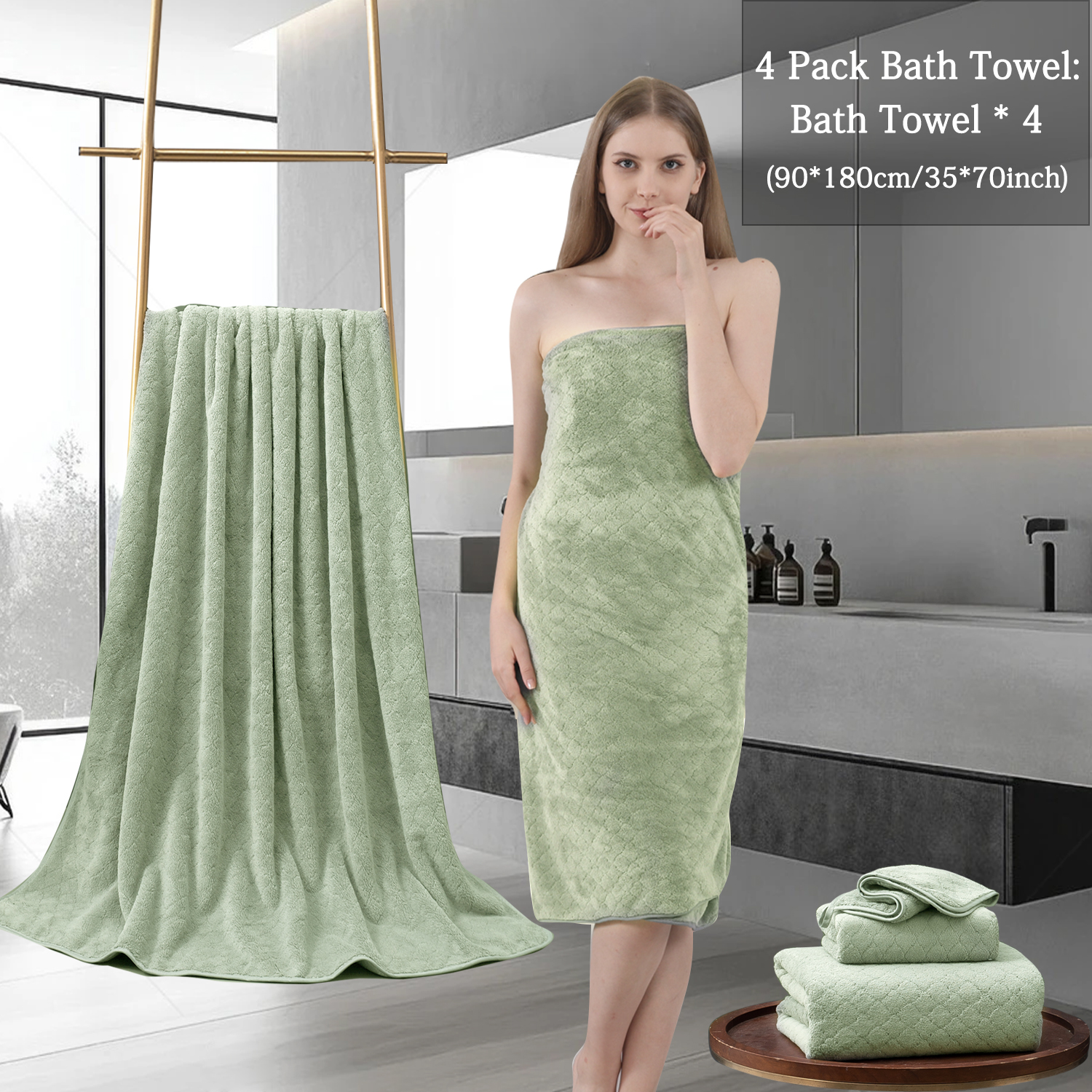 COVINA Home 4-Pack Bath Towel Set Microfiber Bathroom Towel Set Ultra Soft Plush Oversized Towels Adult Luxury Bath Sheet