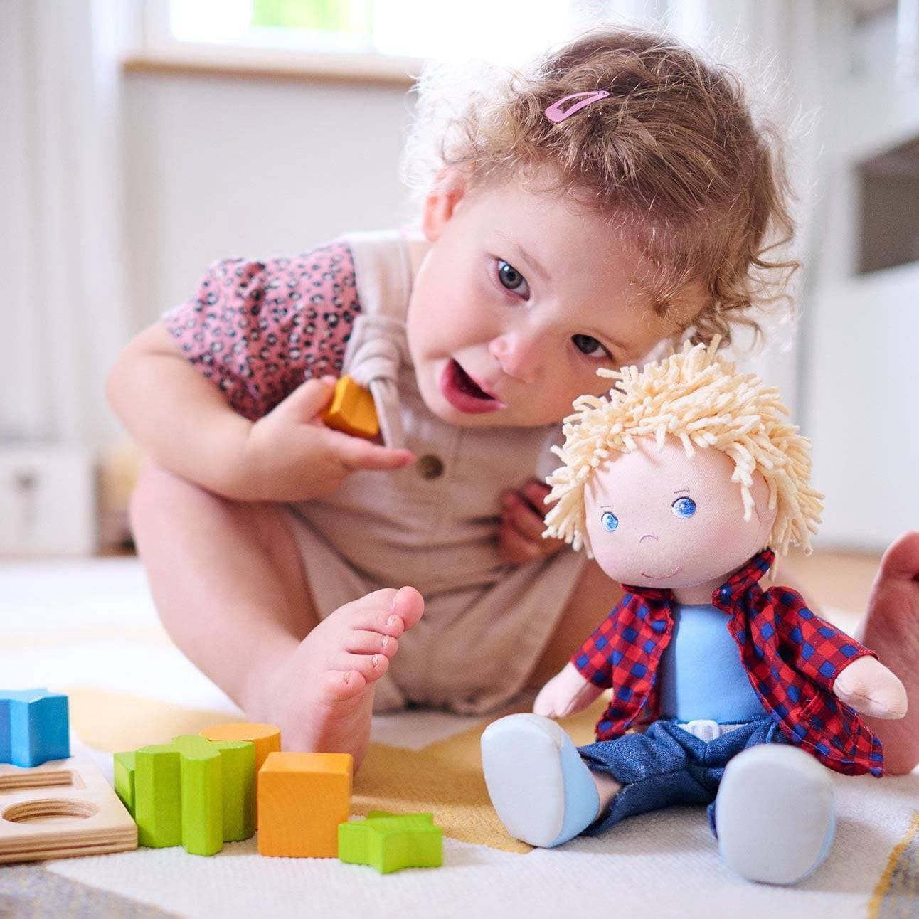 HABA Nick 12" Soft Doll - Baby Boy Doll with Blonde Hair and Blue Eyes (Machine Washable) Perfect Plush Toy for 18 Months & Up