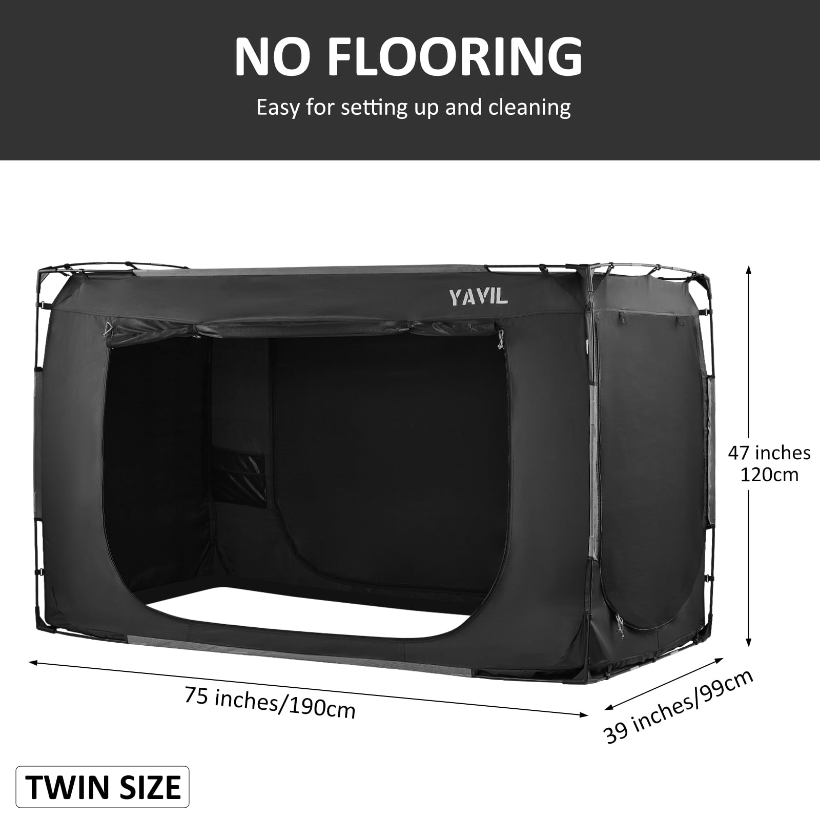 YAVIL Bed Tent Twin Size Portable Pop up Privacy Sleeping 3 Doors Bed Tent Net(Mattress Not Included)