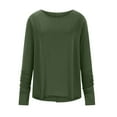 thumbnail image 5 of Aboser Womens Fall Long Sleeve Shirts with Thumb Hole Casual Crewneck T-Shirt Loose Fit Basic Tees Solid Color Tops Comfy Soft Tshirts Army Green S, 5 of 6