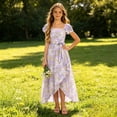 thumbnail image 6 of WRKEKC Dresses for Girls Flutter Sleeve Ombre Floral Print Pleated Fabric Waist Tie Swing Casual Summer Dress For Girls 3-10 Years, 6 of 7
