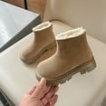 thumbnail image 6 of XXWXYD Boys Snow Boots Girls Spring Autumn Winter Little Girl Fashion Plus Velvet Warm Back Zipper Cotton Shoes Medium and Large Children Soft Sole Children's Boots(6-7 Years,Khaki), 6 of 9