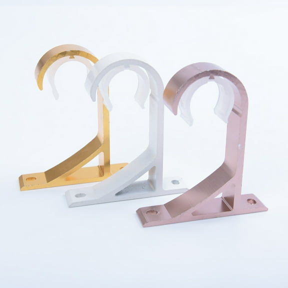 GOOHOCHY  2 Pcs Curtain Rods Mounting Bracket Hooks Wall Mounted Golden