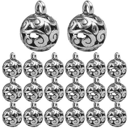 

NUOLUX 20pcs Jewelry Making Small Hollow Balls DIY Crafts Alloy Bells Bracelet Necklace Bells Charms