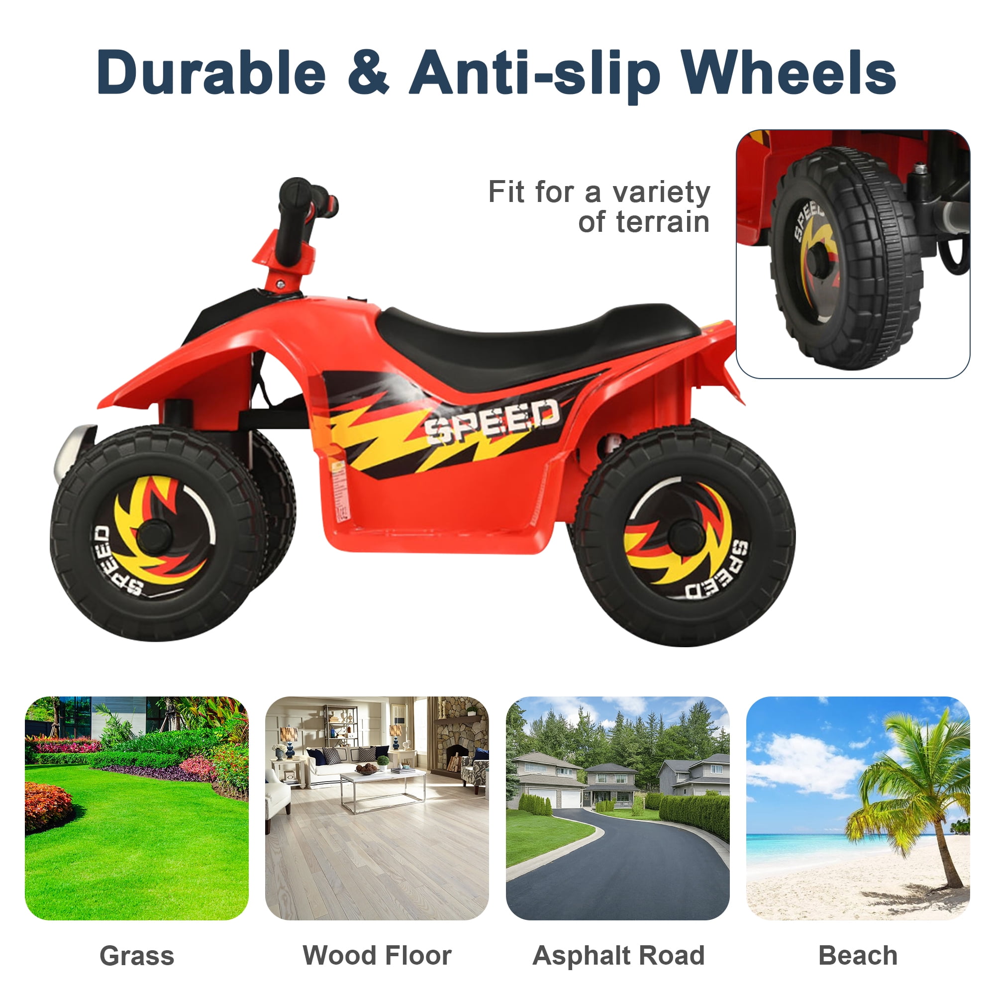 Resenkos 6V Kids Ride On Electric ATV, Ride Car with 4 Wheels, Ride-On Toy for Toddlers 1-3 Boys & Girls(Red)