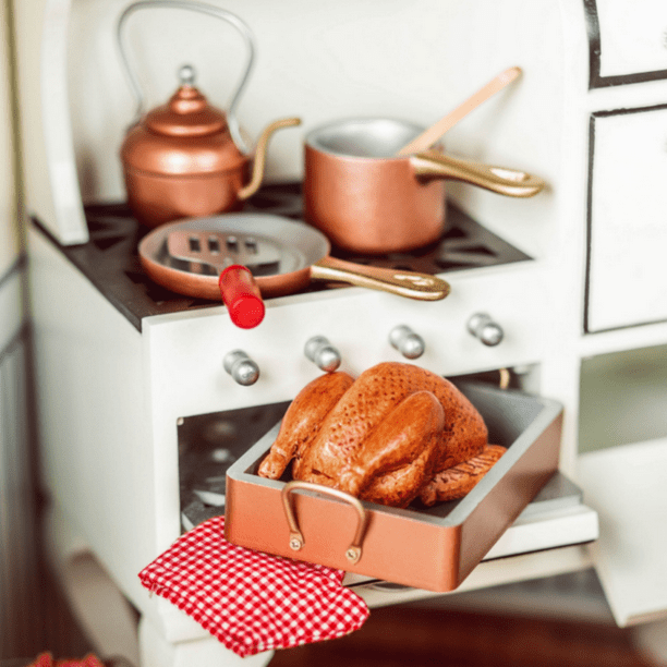 The Queen S Treasures 18 Inch Doll Kitchen Food Accessories 7 Piece Copper Look Pots Pans Kettle Roast Chicken Compatible With American Girl Walmart Com Walmart Com