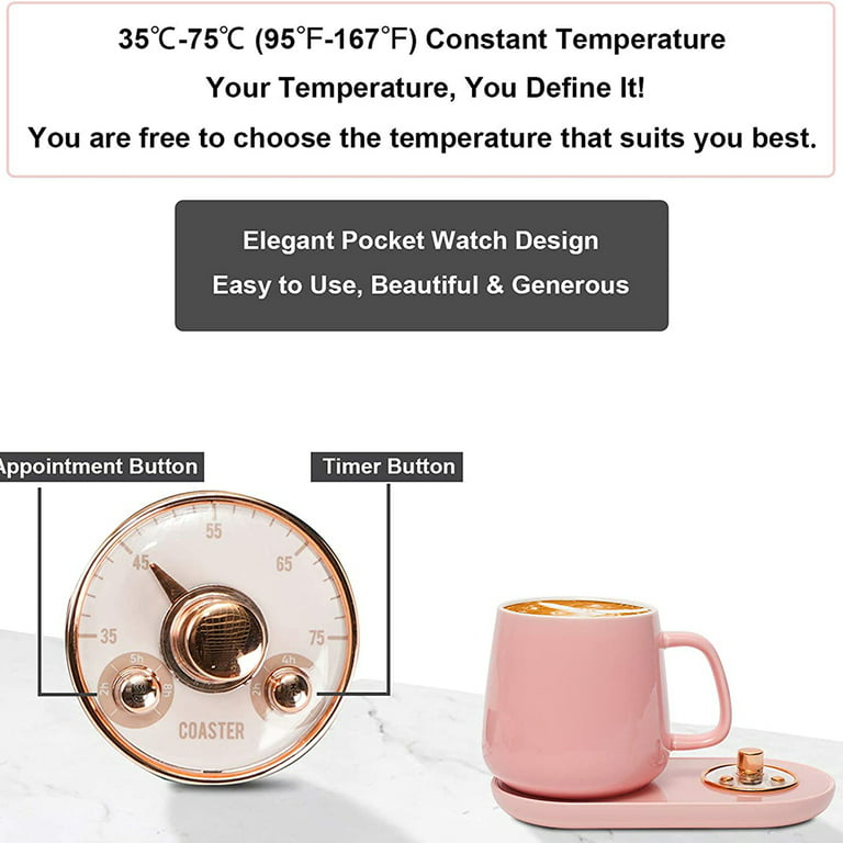 USB Rechargeable Coffee Mug Warmer - 55°C Constant Temperature - Energy  Saving Tea Warmer for Office(USB Pink)