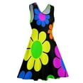 thumbnail image 4 of 2024 Present Birthday Clothing Ladies Dress Skate Casual Waist High Dresses Trendy Daisy Flower Hippy Dress Print Peace Colorful, 4 of 7