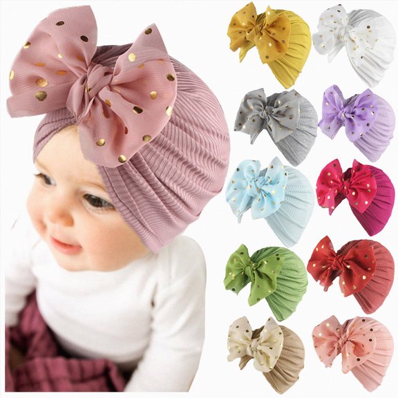 Splozh Baby Girl Hats Newborn Baby Floral Solid Hat Cap Beanie Bowknot Headband Headwear Accessories,Red,One Size
