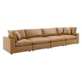 thumbnail image 3 of Modway Commix Down Filled Overstuffed Vegan Leather 4-Seater Sofa in Tan, 3 of 10