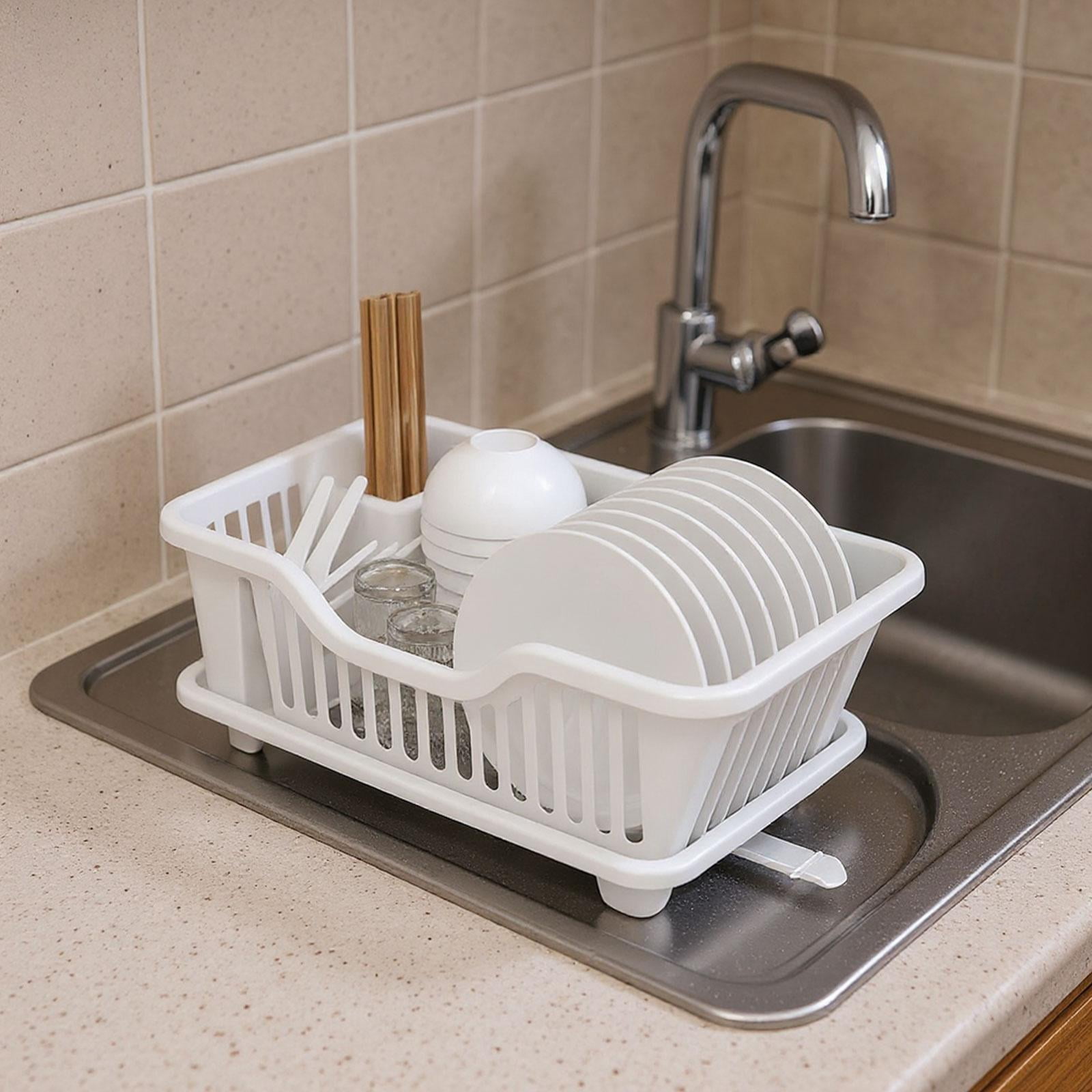 Fiocias Cutlery Holder And Dish Drainer Organizer for Kitchen Utensils, Storage Solution White
