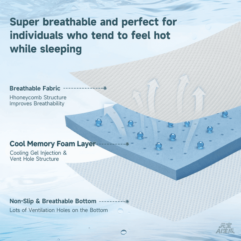 Z-Hom 3 Inch Cooling Gel Memory Foam Mattress Topper, Twin, White photo 2
