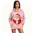 thumbnail image 5 of Womens Christmas Sweatshirts Flannel Fuzzy Hoodie for Women Oversized Fit Pocketed Long Sleeve Soft Sweaters (2XL, Xmas-Pink #A), 5 of 7