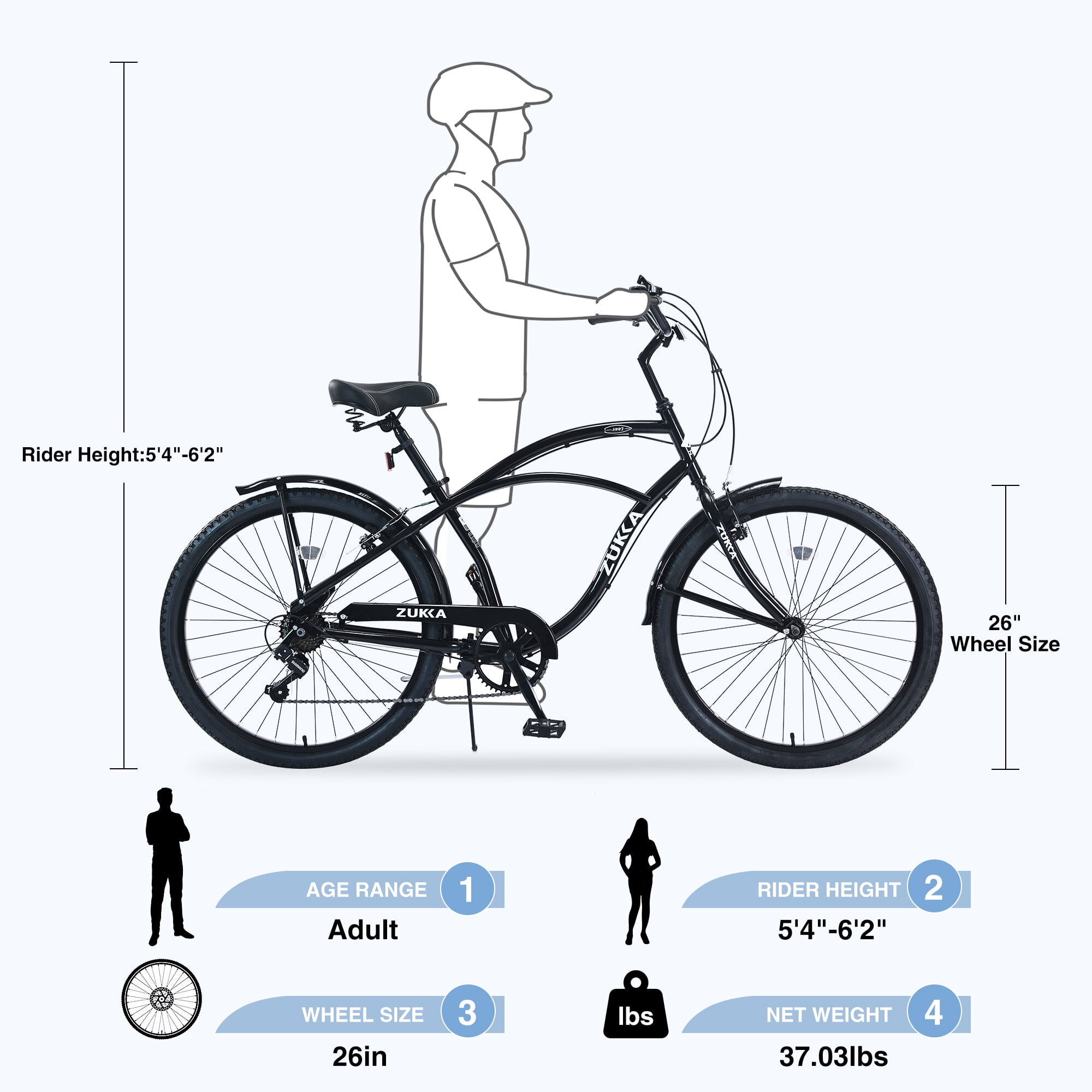 Mountain Bikes 7 Speed Bicycles 26"Inch Multiple Colors Men's Beach Cruiser Bike,Hybrid Bikes
