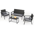 thumbnail image 4 of Asofer 4-Pieces Patio Furniture Set with Tempered Glass Table，Outdoor Wicker Conversation Sets for Backyard,Balcony, Porch & Poolside,Gray, 4 of 8