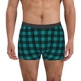 thumbnail image 1 of Fotbe Teal On Black Plaid Calzoncillos Tipo Boxer con Bolsa de Soporte Total para Hombre, X-Temp Fresco, Transpirable y de Secado Rápido-Medium, 1 of 5