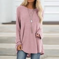 thumbnail image 3 of Long Sleeve Shirts for Women 2026 Spring Plus Size Plain Crewneck Oversized Tshirt Blouse Tunic Tops, 3 of 7