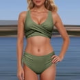 thumbnail image 4 of YuYuBao Women Swimsuits Bikinis Two Piece Retro Ruched Push Up Padded Top High Waist Bottom Bikini Beach Bathing Suits, 4 of 6