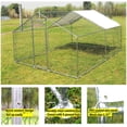 thumbnail image 6 of Walnest 10'x10' Large Metal Chicken Coop Walk-in Poultry Cage with Waterproof&Anti-UV Cover, Galvanized Steel Spire Top Coops with Door for Outdoor Backyard Farm Use, 6 of 8