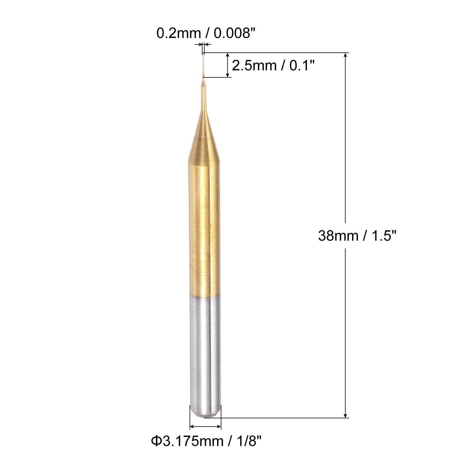 Uxcell  0.008'' Coat Carbide End Mill Engraving Milling Cutter CNC Router Bits Titanium Silver Tone 10Pcs
