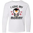 thumbnail image 3 of Inktastic I Love My Mommy with Cute Penguin and Hearts Long Sleeve Youth T-Shirt, 3 of 5