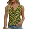 thumbnail image 3 of JTZGDY Tank Tops for Women Cute Summer Floral Print Sleeveless Ruched Pleated Keyhole Cutout Tunic Blouse Trendy Cozy Graphic Cami Shirts Yellow M, 3 of 7