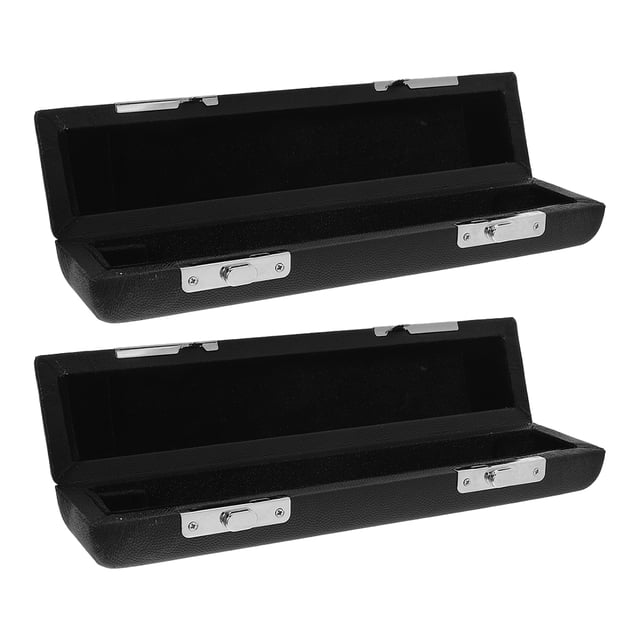 HONITANO 2Pcs Durable Piccolo Flute Storage Box Black PU Case Soft Lining for 16 Hole Instrument Protection
