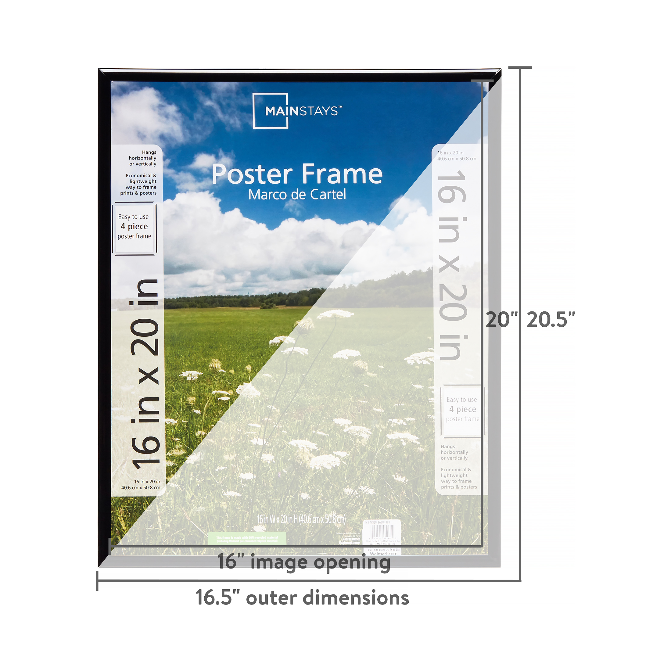 Mainstays 16x20 Basic Picture Frames, Black, Set of 2 - image 5 of 11