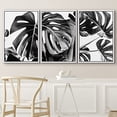 thumbnail image 3 of IDEA4WALL Framed Wall Art Print Set Black White Tropical Monstera Leaves Nature Modern Decorative Multicolor Chic for Living Room, Bedroom, Office - 24"x36"x3 White, 3 of 5