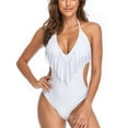 thumbnail image 3 of Lucakuins Bikini de verano de una pieza para mujer, sin mangas, cuello en V, cuello colgante, borlas, natación, verano, playa, traje de baño Lucakuins moda, 3 of 9