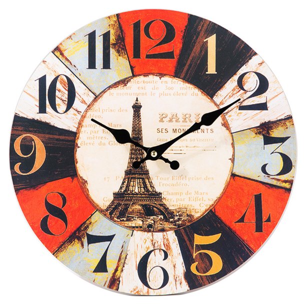 Reloj de pared con la Torre Eiffel de París, 14 pulgadas, diseño vintage