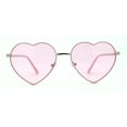 thumbnail image 1 of Womens Classic Metal Rim Heart Shape Valentines Sunglasses Silver Pink, 1 of 4