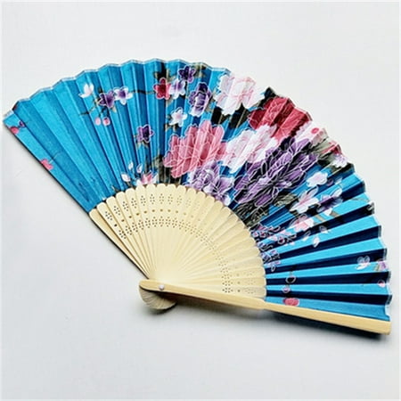 

Vulaop Bamboo Fan Handheld Folding Fan Manual Folding Fan Classical Bamboo Fan Blue Hand Fan For Wedding Birthday Gifts